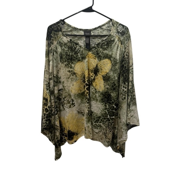 Chico’s Travelers Floral Pullover Cape Size Large / XL - Picture 1 of 5
